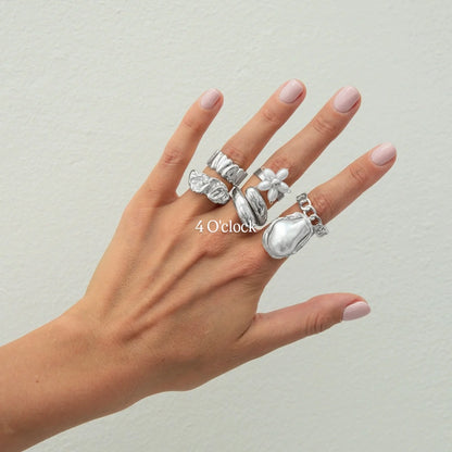 ✨RS110: Maximalistic Finger Ring Sets (Silver) - 6pcs (Adjustable-Non adjustable mixed sizes)