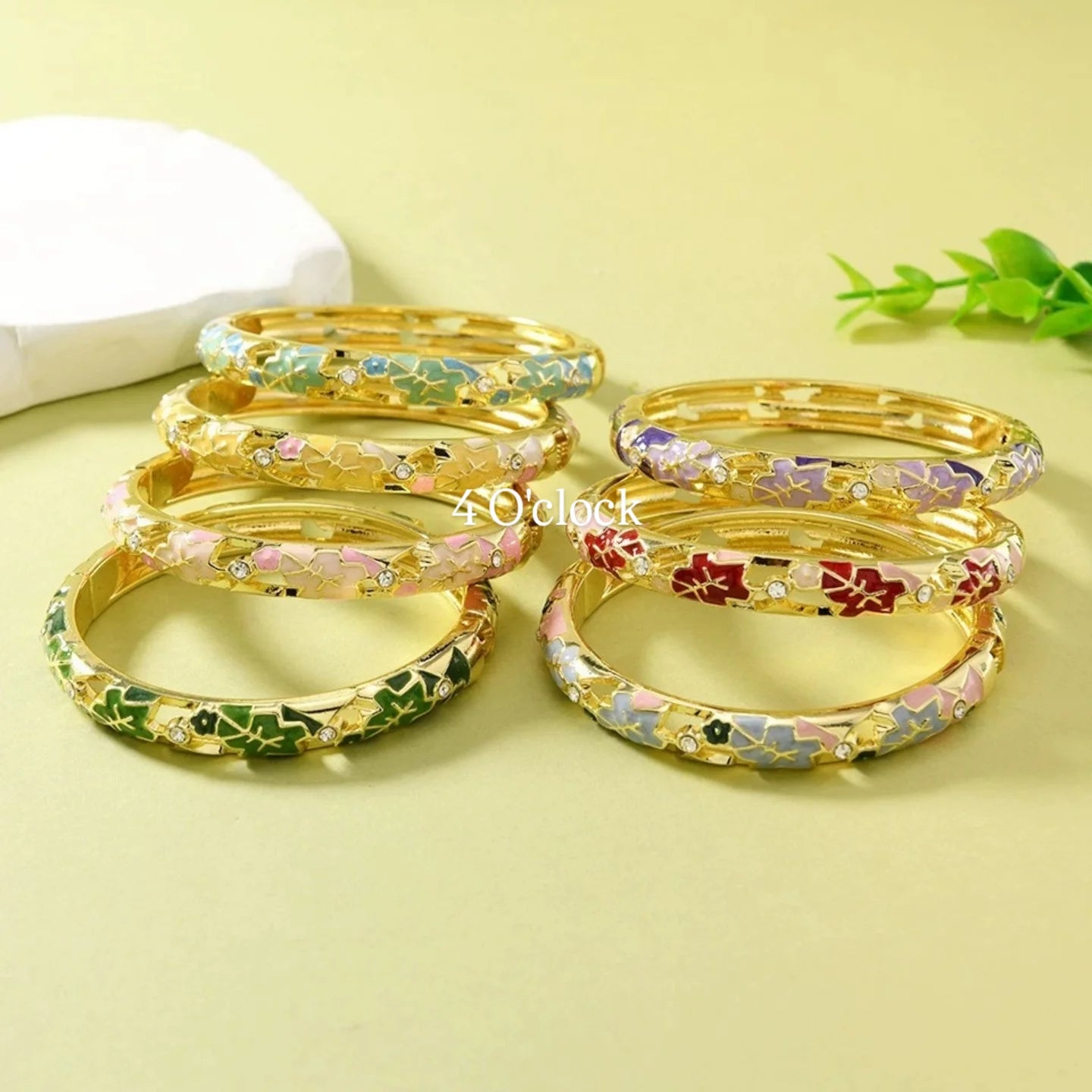 ✨🦢VC175: Vintage Victorian Enamel Bangles : Ethereal Night 🌸🕯️