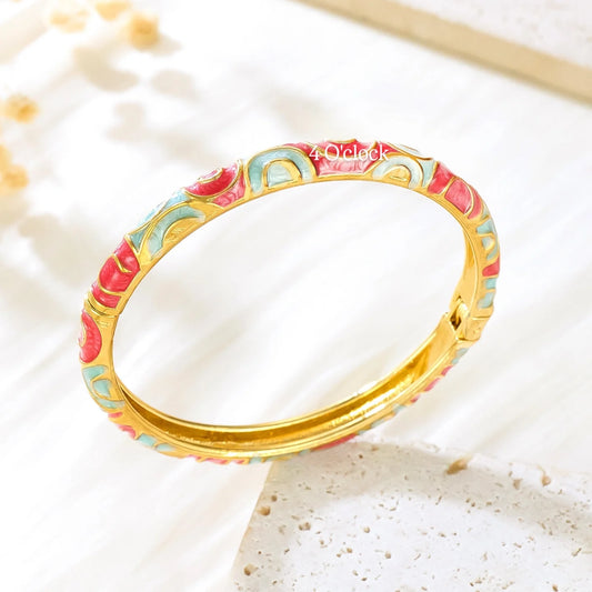 ✨🦢VC140: Vintage Victorian Enamel Bangles : Sunset Bloom 🌸🕯️