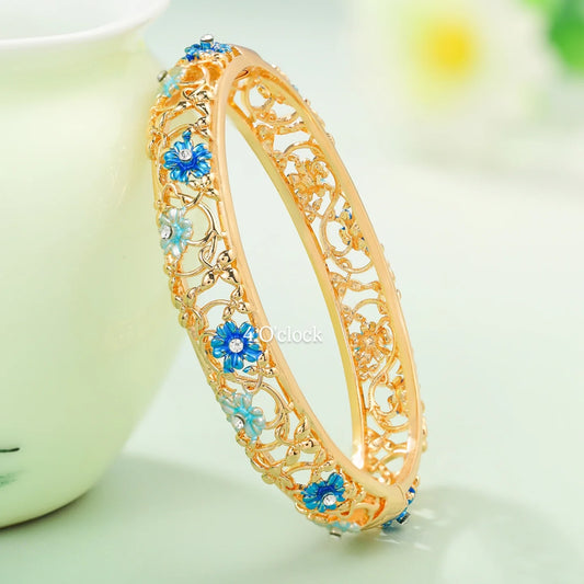 ✨🏰VC14: Cloisonné Vintage Victorian Bangles : Blue 🌸🕯️