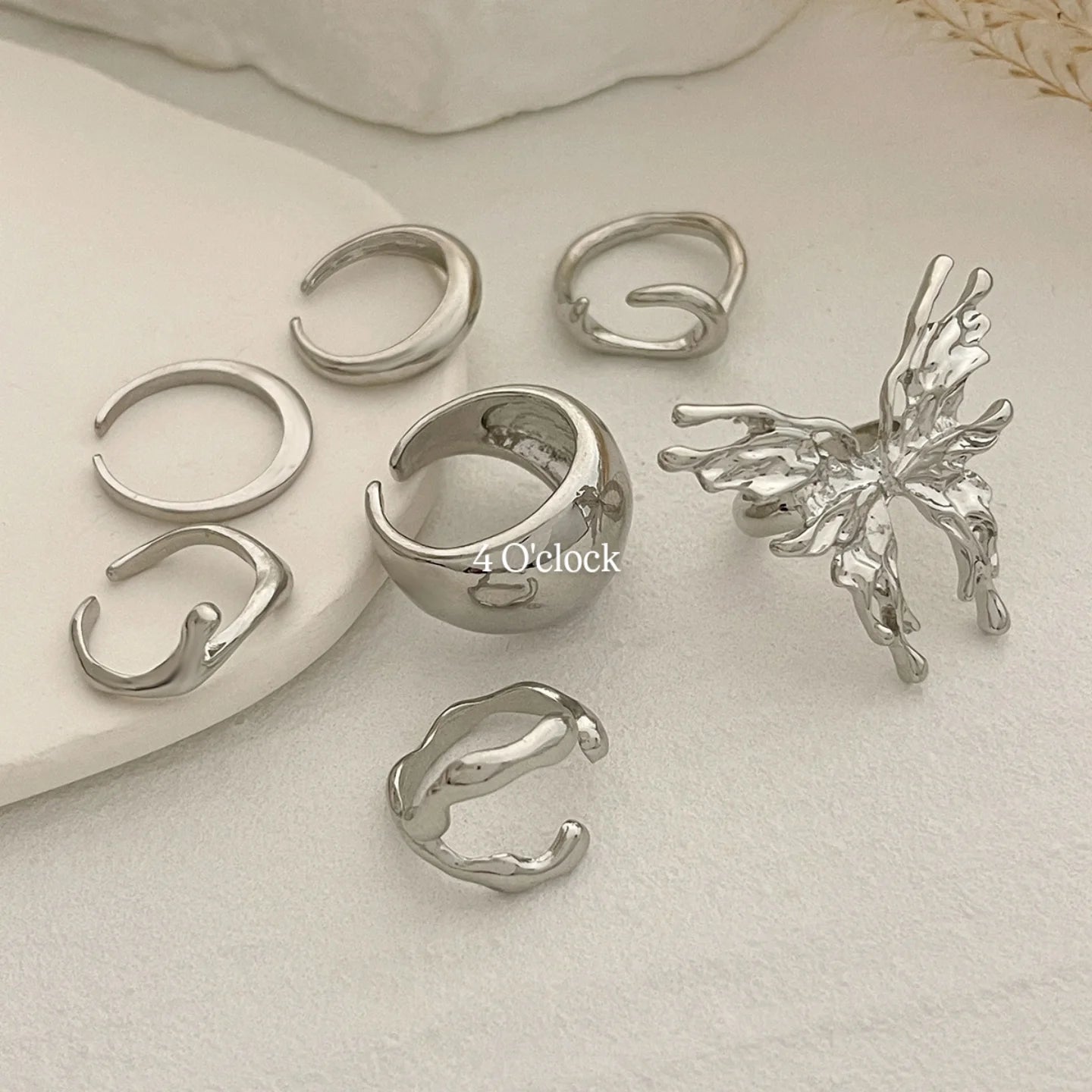 ✨RS112: Maximalistic Finger Ring Sets (Silver) - 6pcs (Adjustable-Non adjustable mixed sizes)