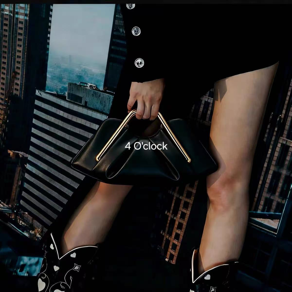 Metal Frame Handbag: Black