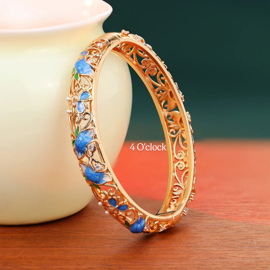 ✨🏰VC66: Cloisonné Vintage Victorian Bangles : Blue 🌸🕯️