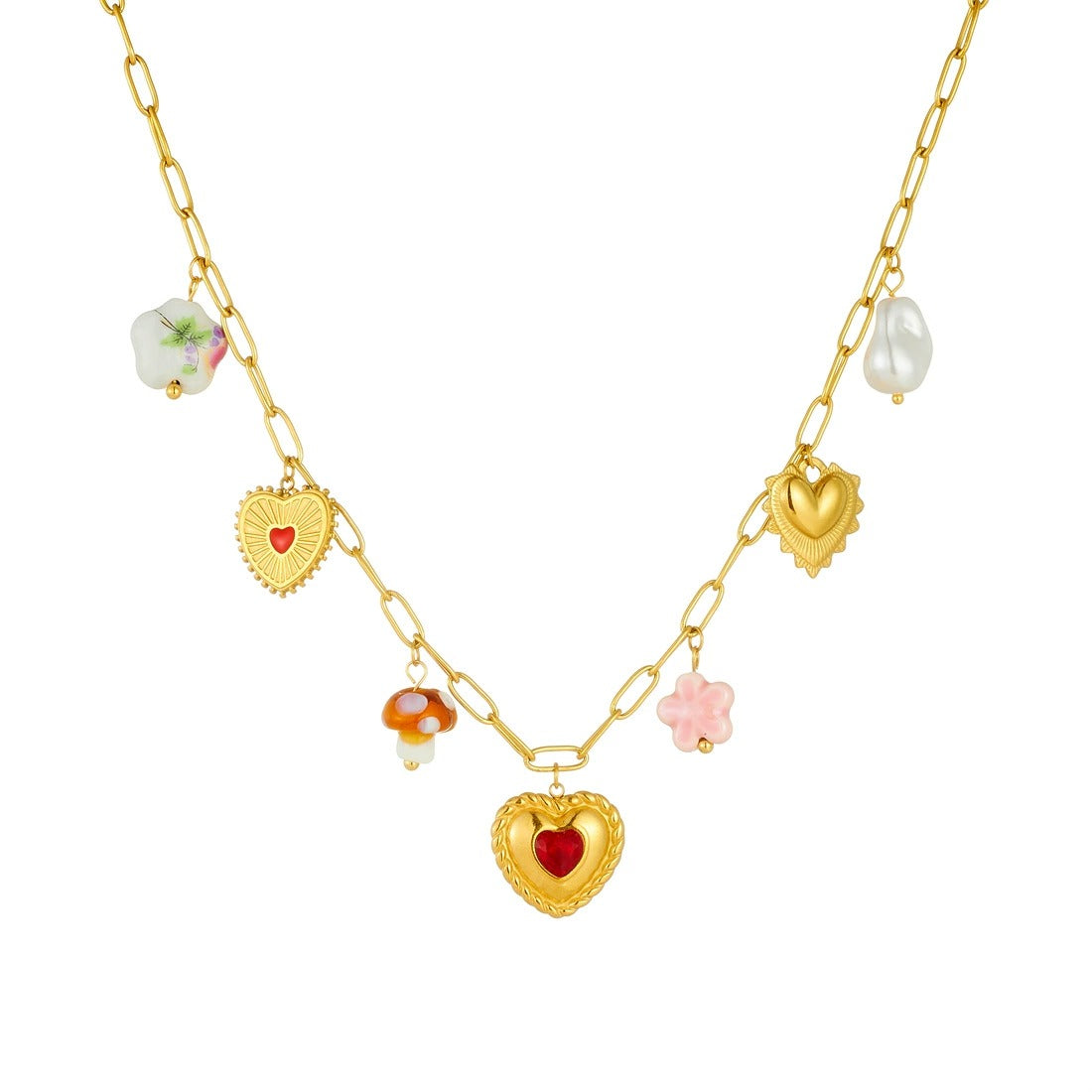 CS10: 18K Gold Plated Premium Stainless Steel Charm Necklace
