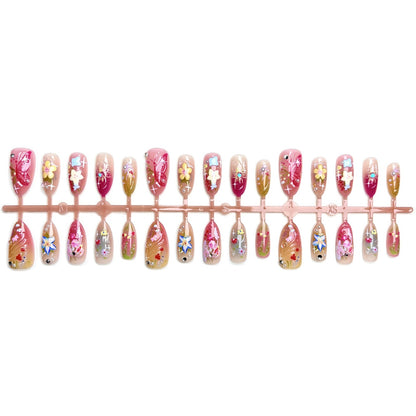 N17: Press On Nails: Spring Garden. Size XS (10 Pcs) - With 12pcs FREE glue stickers.