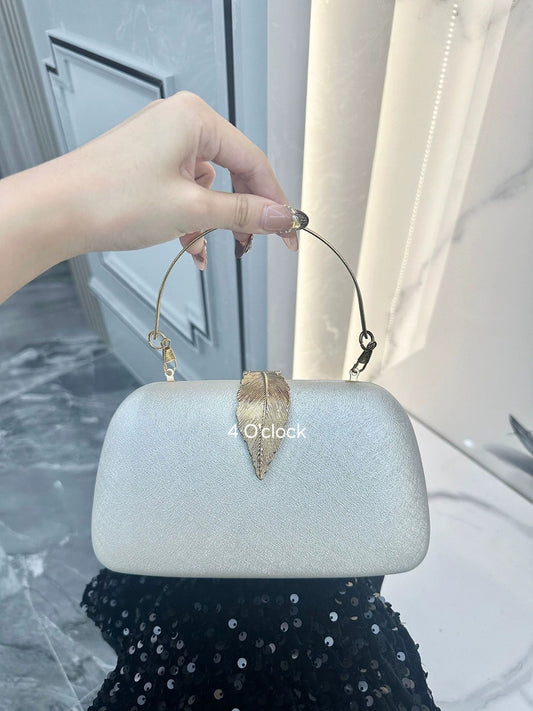 Velvet Leaf Clutch: White