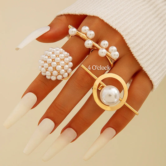 ✨RS81: Maximalistic Finger Ring Sets (Golden) - 3pcs (Adjustable-Non adjustable mixed sizes)