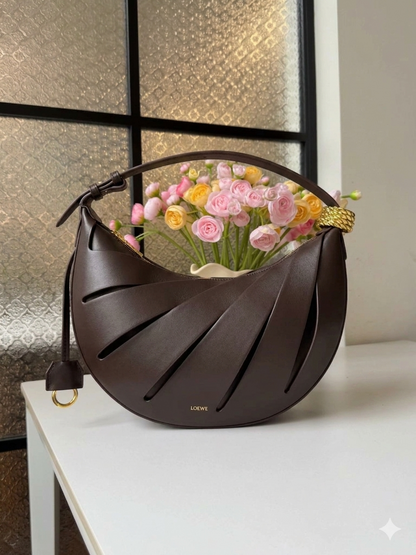 Crescent Hollow Out Handbag: Dark Coffee
