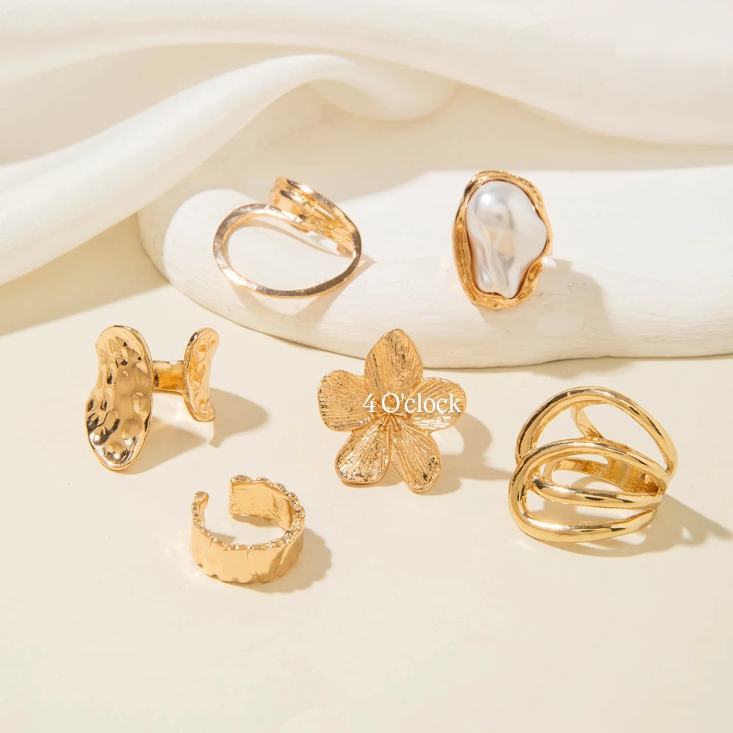 ✨RS82: Maximalistic Finger Ring Sets (Golden) - 6pcs (Adjustable-Non adjustable mixed sizes)