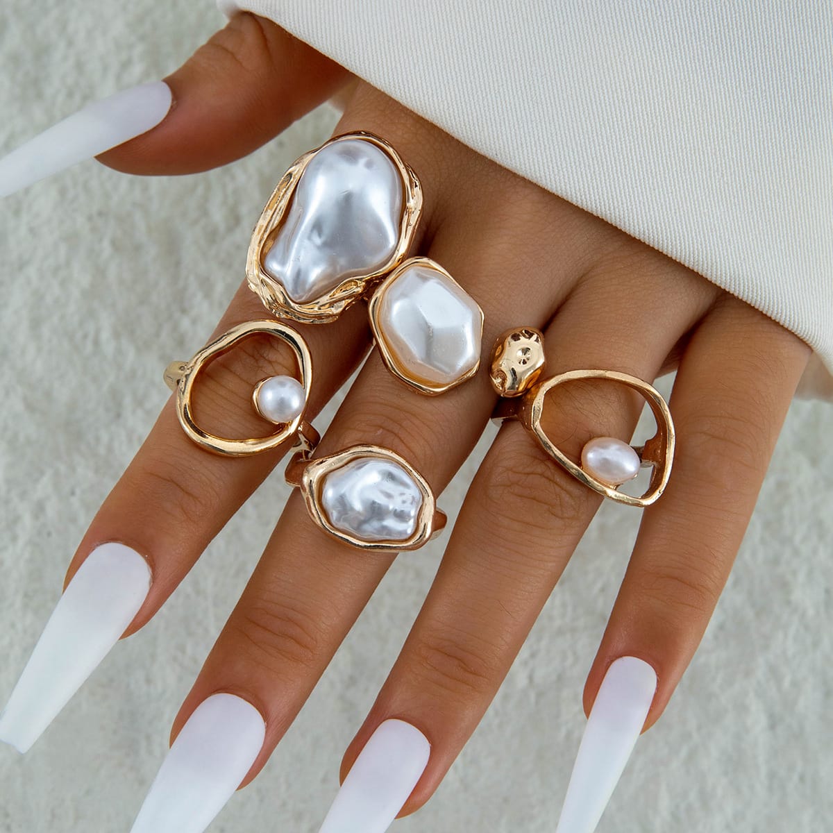 RS47: Maximalistic Finger Ring Sets (golden) - 5pcs