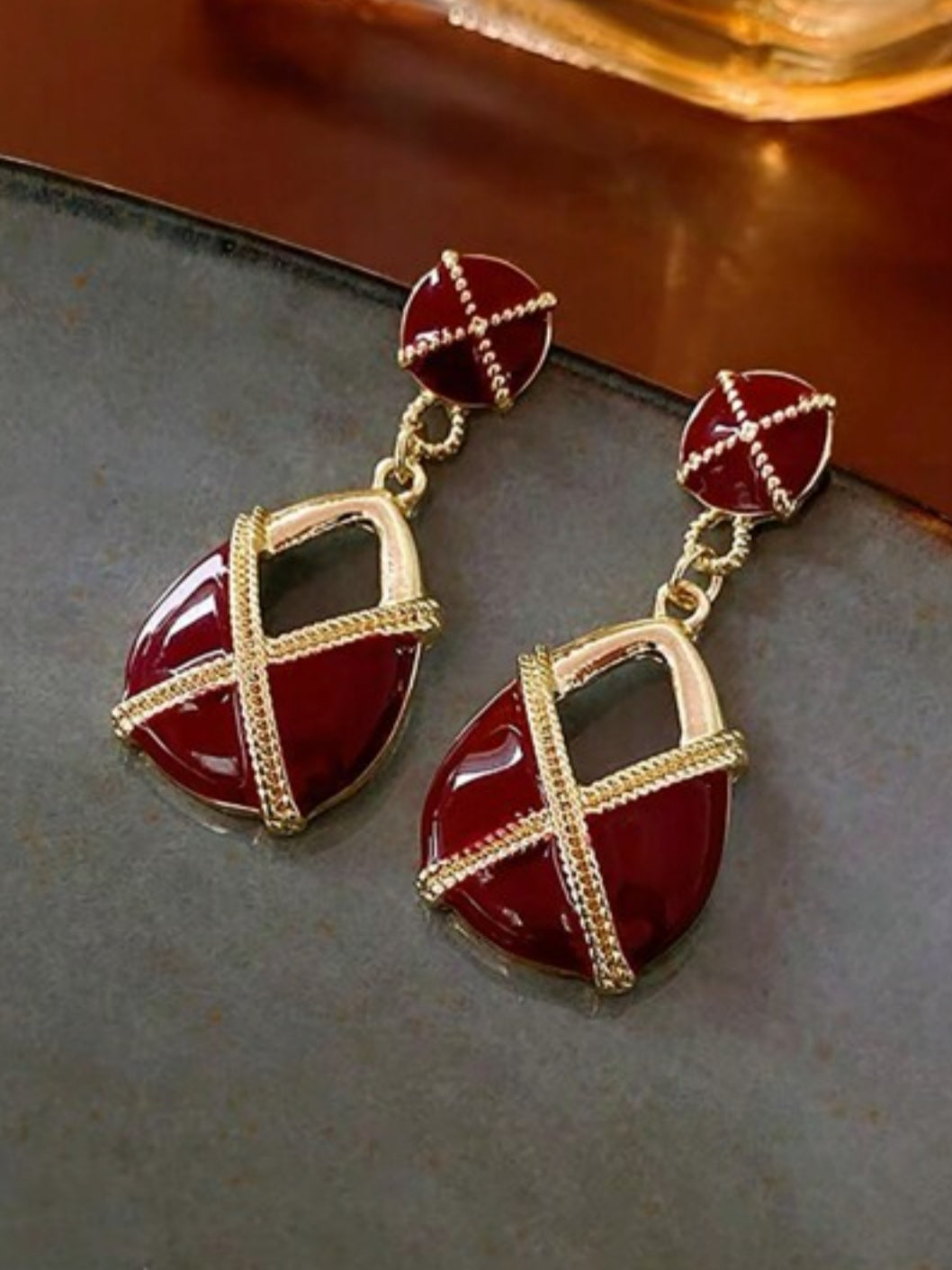 Vintage Earrings: Maroon Dainty