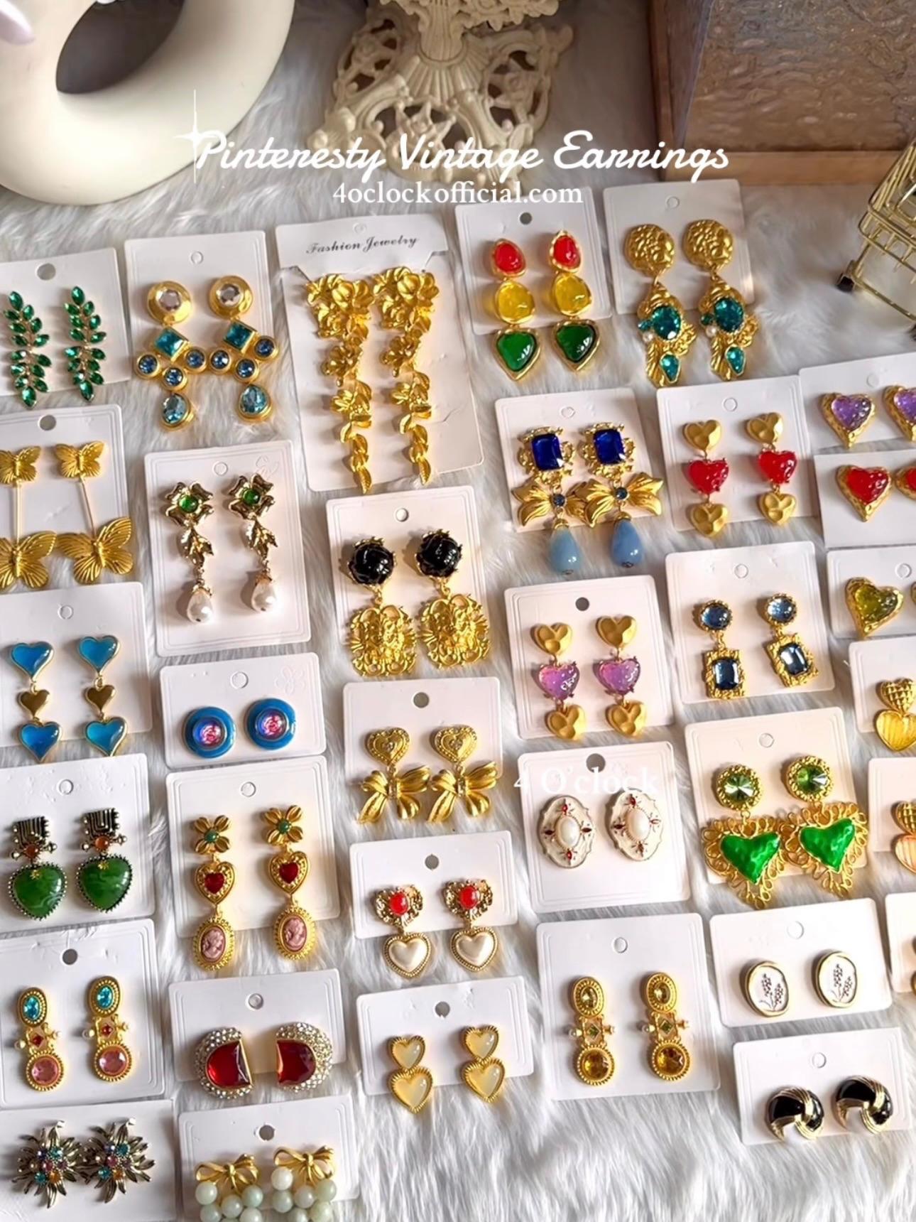 Vintage Earrings: Deep Ocean Heart