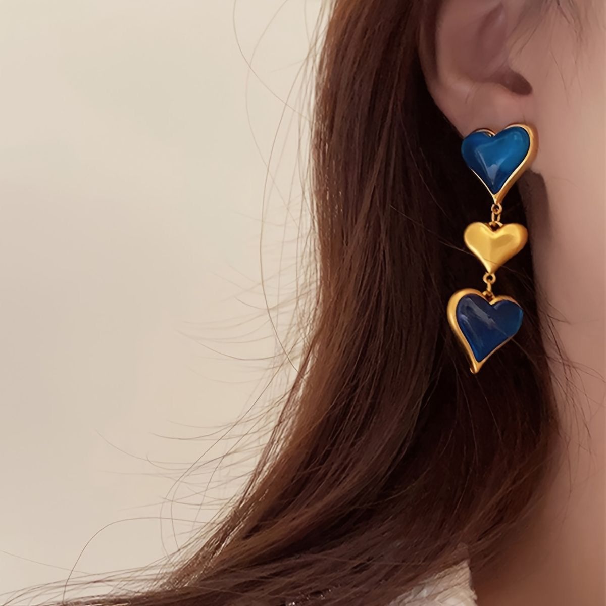 Vintage Earrings: Deep Ocean Heart