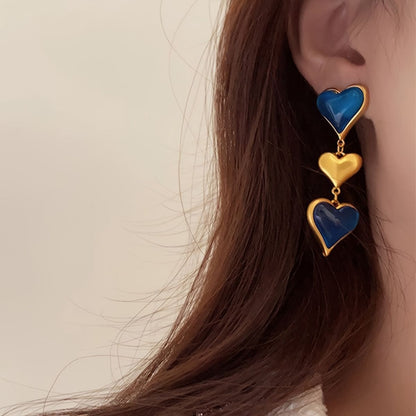 Vintage Earrings: Deep Ocean Heart