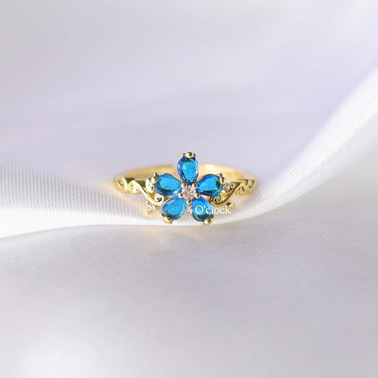 💍R246: Stainless Steel Zircon Minimalistic Finger Ring:   Blue Topaz (1pc)(With Box)✨