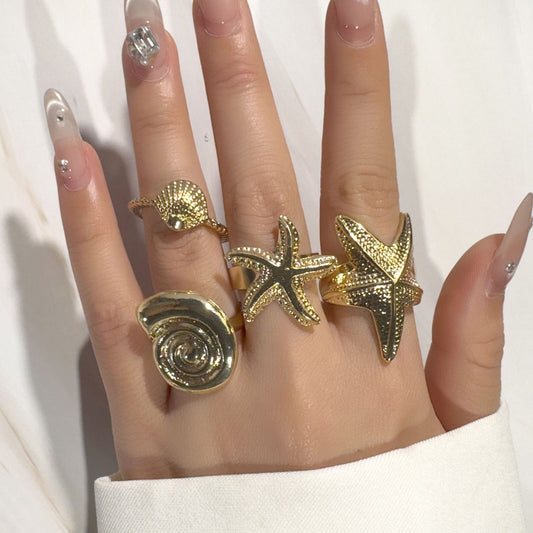 RS168: Maximalistic Finger Ring Sets (golden) - 4pcs