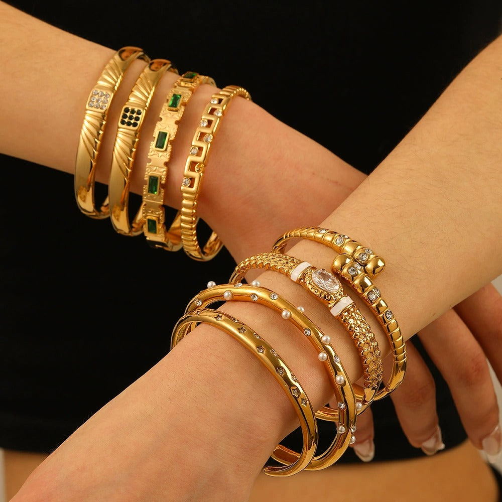 CB20: 18k Gold Plated Premium Stainless Steel Cuff Bangles