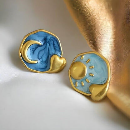 Vintage Earrings: Sun-Moon