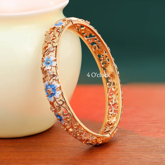 ✨🏰VC34: Cloisonné Vintage Victorian Bangles : Blue 🌸🕯️