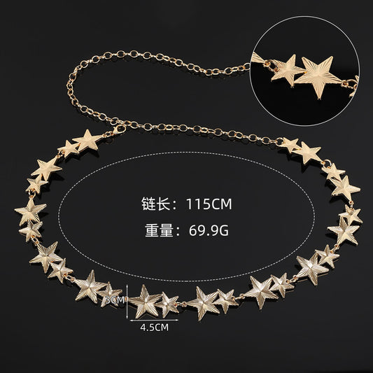 WC31: Pinteresty Waist Chains:Textured Star (Gold)