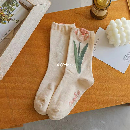 Cottagecore Cozy Socks: Blooming Tulip