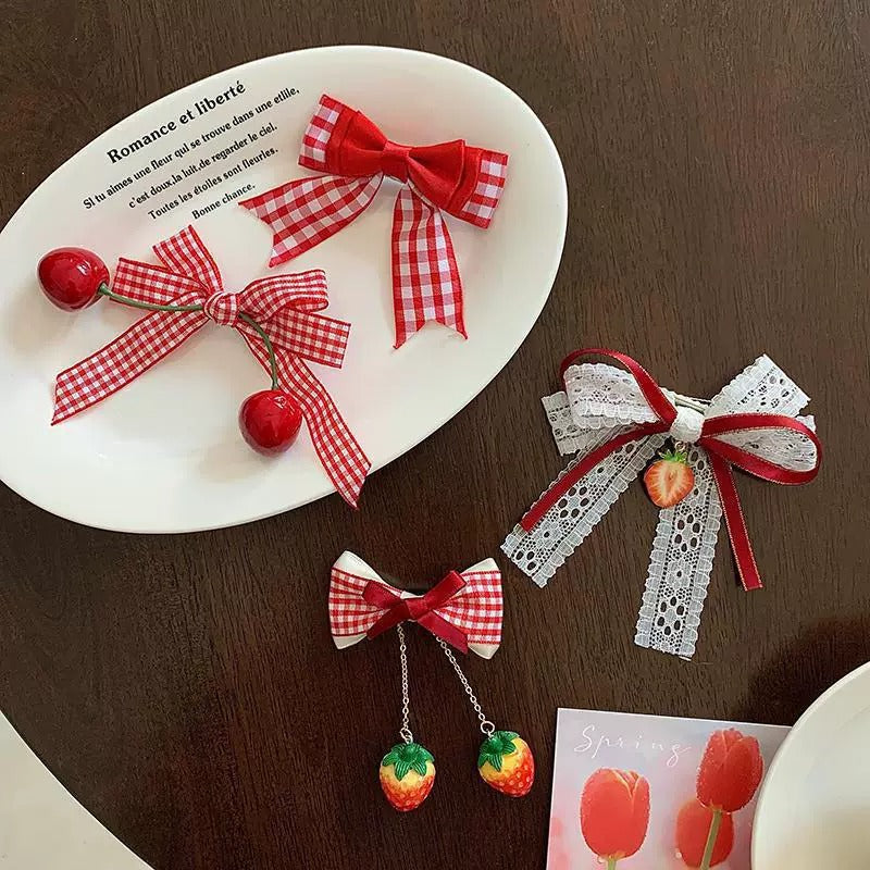 Cherry & Strawberry Cottagecore Hair Clips: Cherry (1 pair)