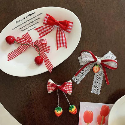 Cherry & Strawberry Cottagecore Hair Clips: Cherry (1 pair)