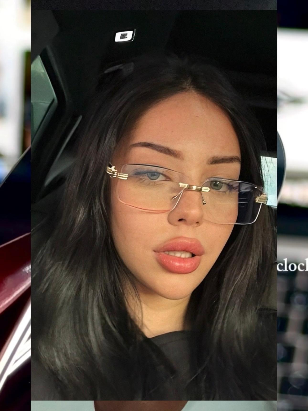 S16: Pinteresty Rimless Y2K Bow sunglasses: Black + Grey (with box)