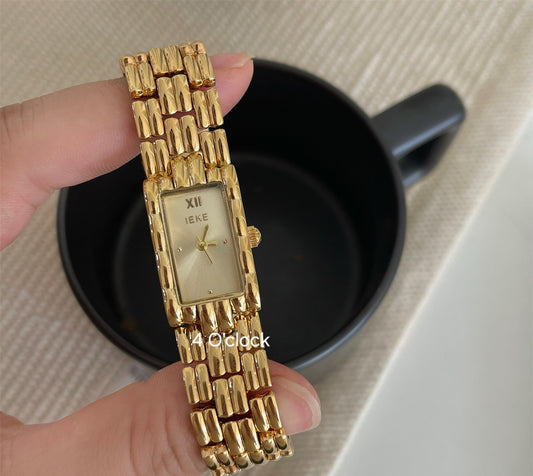 W08: IEKE Branded Wrist Watch: Golden (WITH BOX)