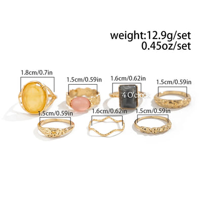 ✨RS101: Maximalistic Finger Ring Sets (Golden) - 6pcs (not adjustable)