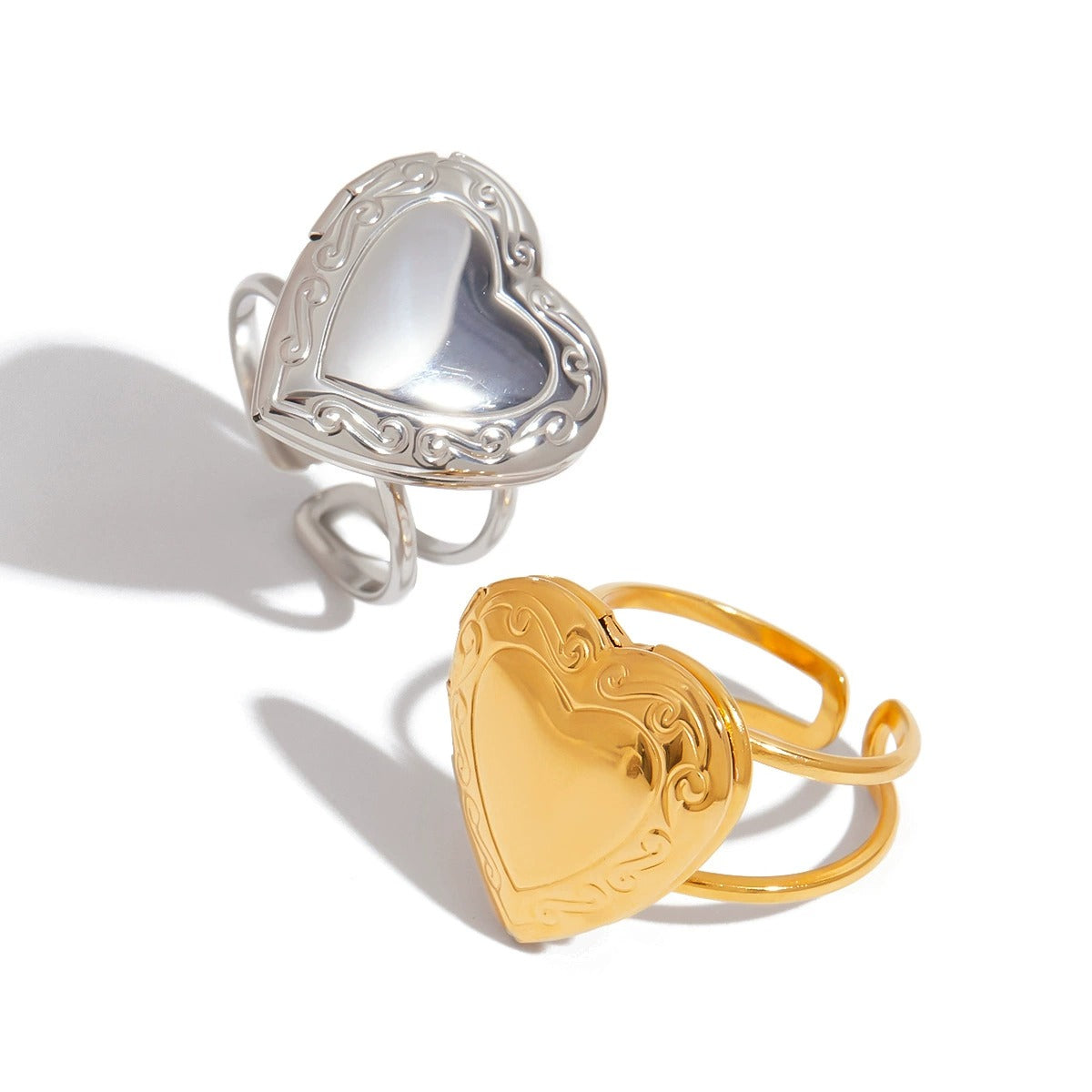 R391: Premium Stainless Steel Picture Finger Ring: Golden