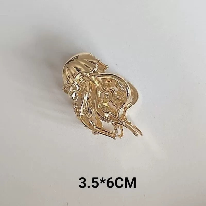 Sea-Themed Metal Hair Claws: Jellyfish (gold)