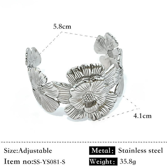 HC170: 18K Gold Plated Stainless Steel Handcuff Bracelet (Silver)