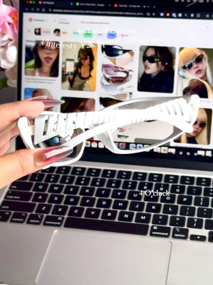 S03: Pinteresty Y2k Sports Sunglasses - Transparent + Silver (with box) Unisex