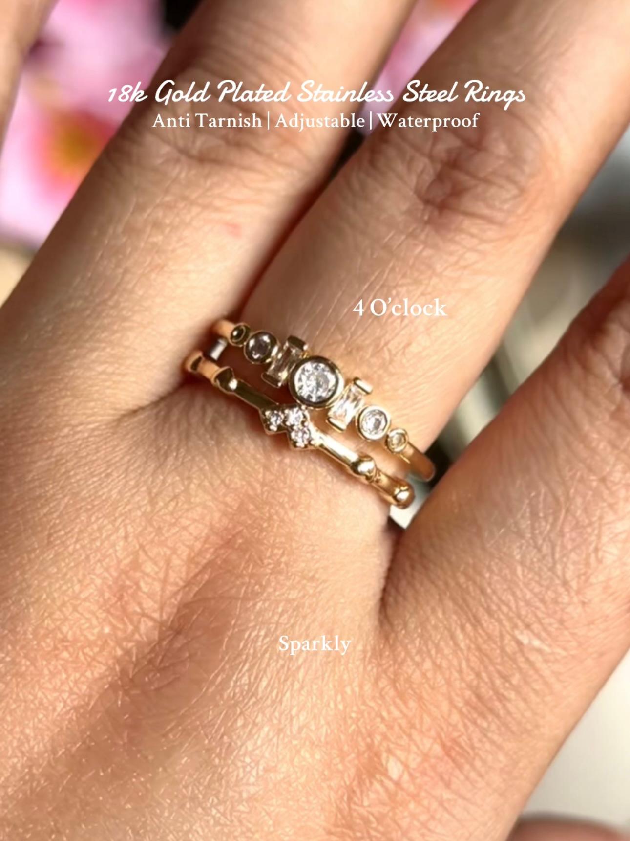 💍18k gold plated Stainless steel Finger rings: Sparkly✨