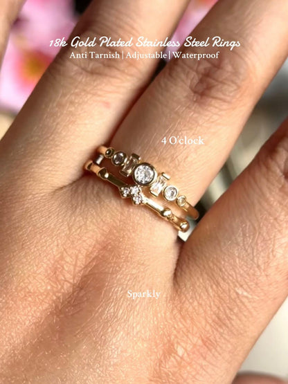 💍18k gold plated Stainless steel Finger rings: Sparkly✨