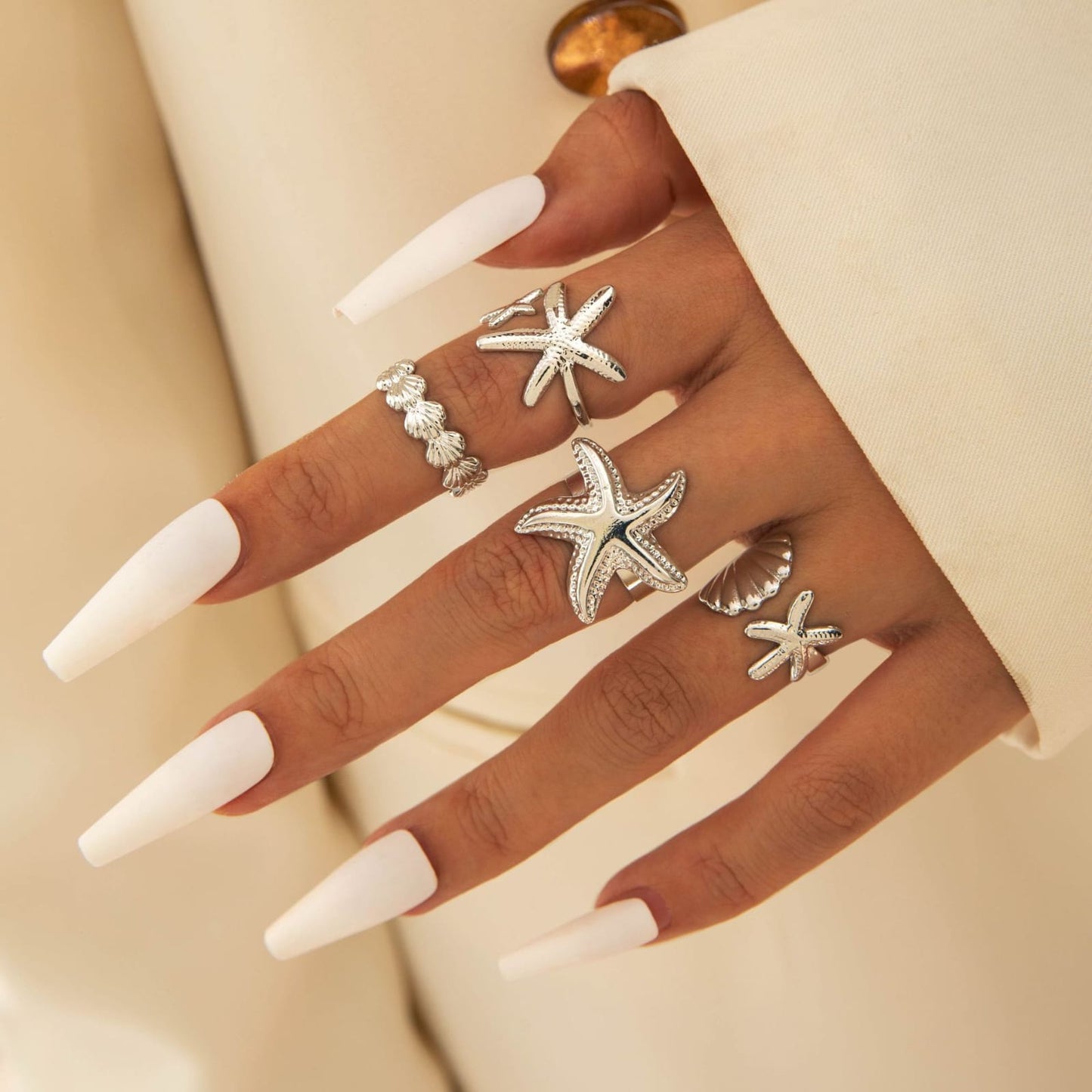 RS165: Maximalistic Finger Ring Sets (Silver) - 4pcs
