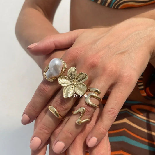 ✨RS28: Maximalistic Finger Ring Sets (Golden) - 4pcs