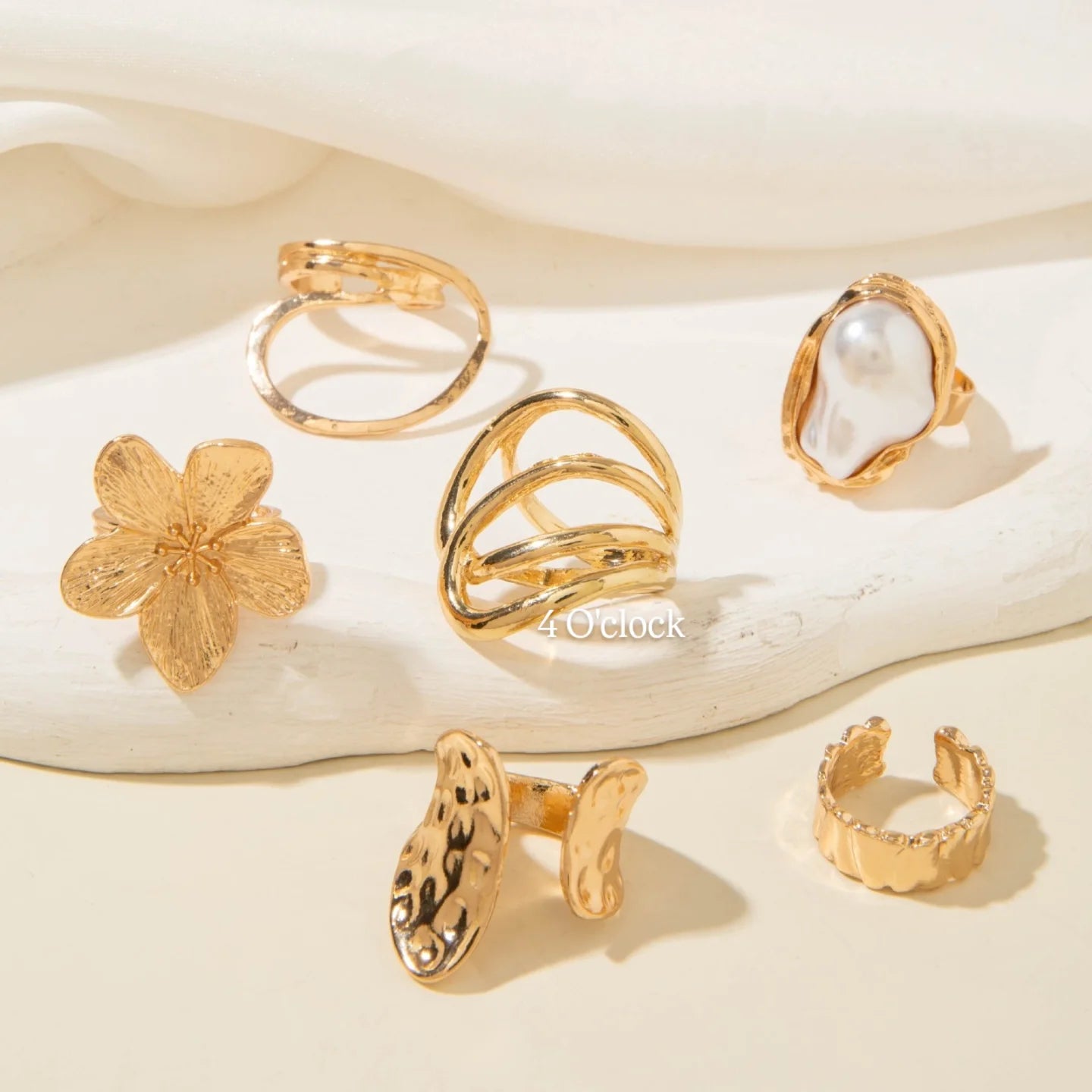 ✨RS82: Maximalistic Finger Ring Sets (Golden) - 6pcs (Adjustable-Non adjustable mixed sizes)