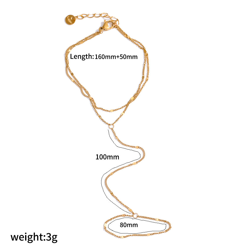 RB07: Stainless Steel Zircon Handchain: Double Layer