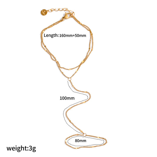 RB07: Stainless Steel Zircon Handchain: Double Layer