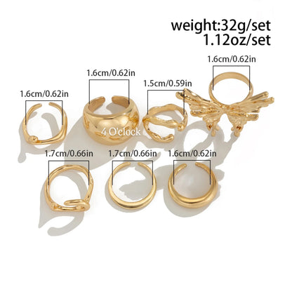✨RS111: Maximalistic Finger Ring Sets (Golden) - 6pcs (Adjustable-Non adjustable mixed sizes)