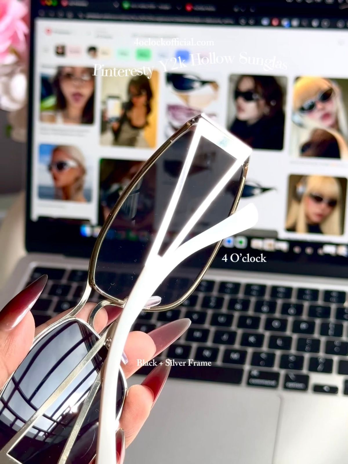 S28: Pinteresty Y2k Metal Hollow Sunglasses - Black + Silver (with box) Unisex