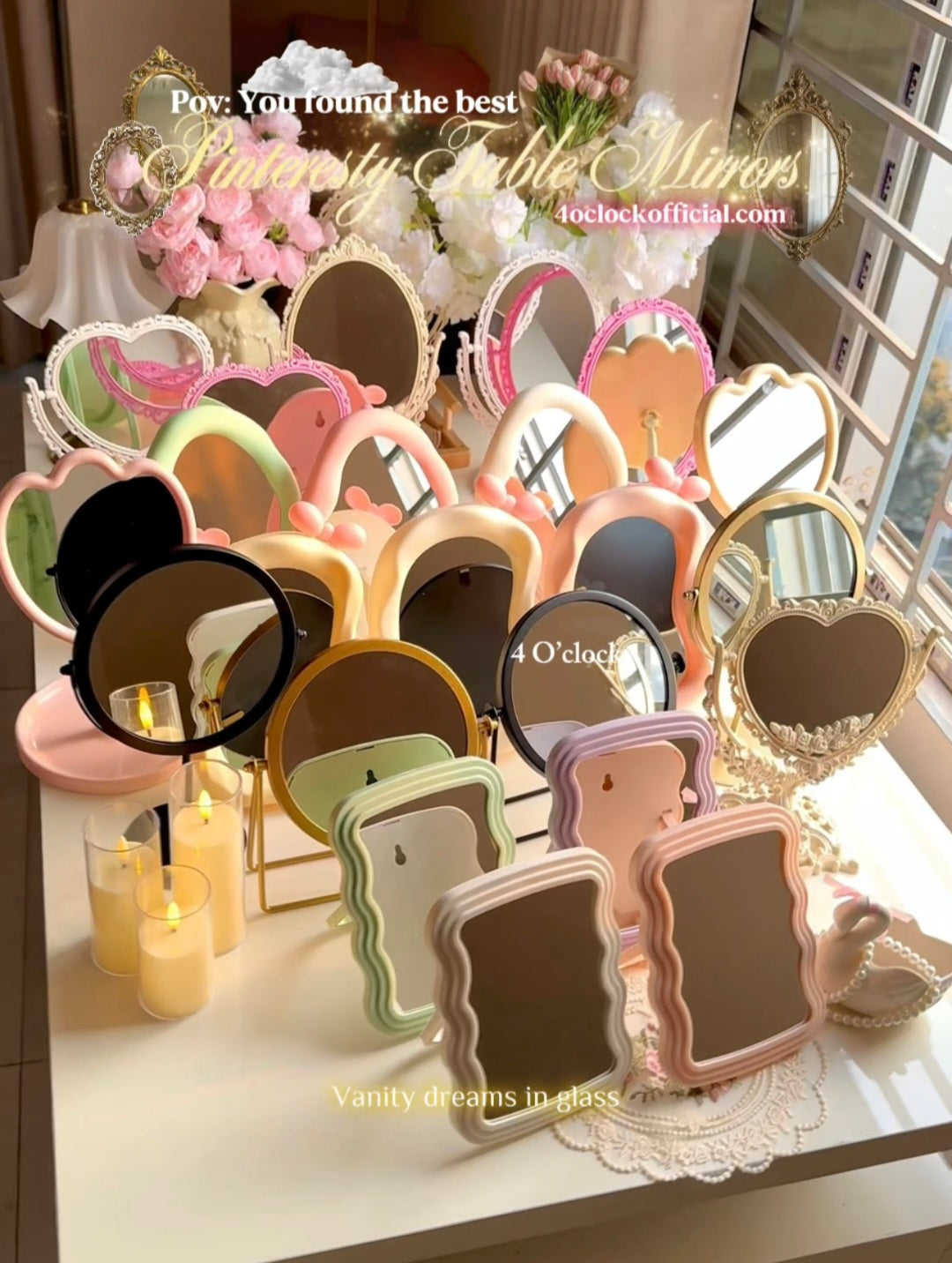 M15: Bow Stand Mirror: Cream
