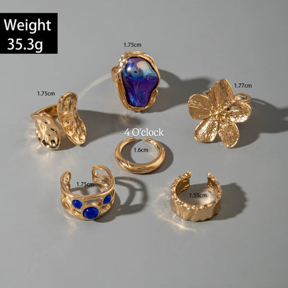✨RS59: Maximalistic Finger Ring Sets (Golden) - 6pcs (Full set adjustable)
