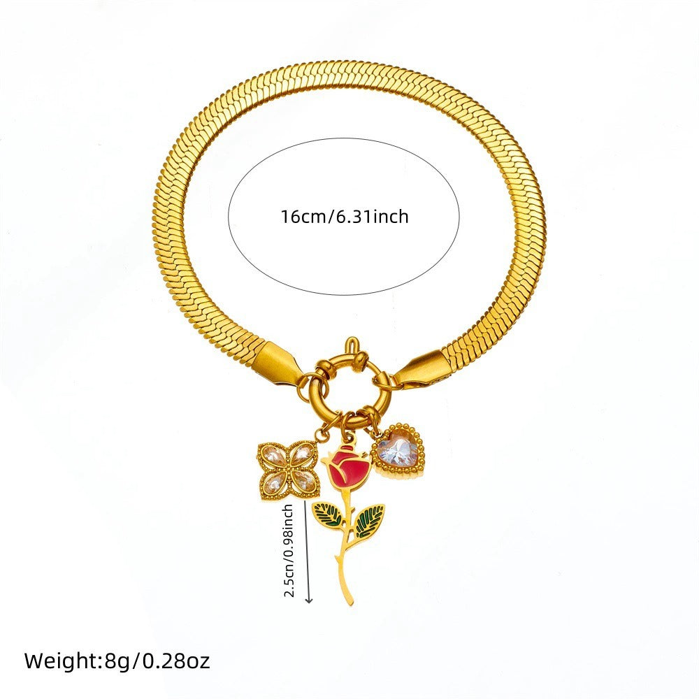 BN36: 18K Gold Plated Premium Stainless Steel Charm Bracelet
