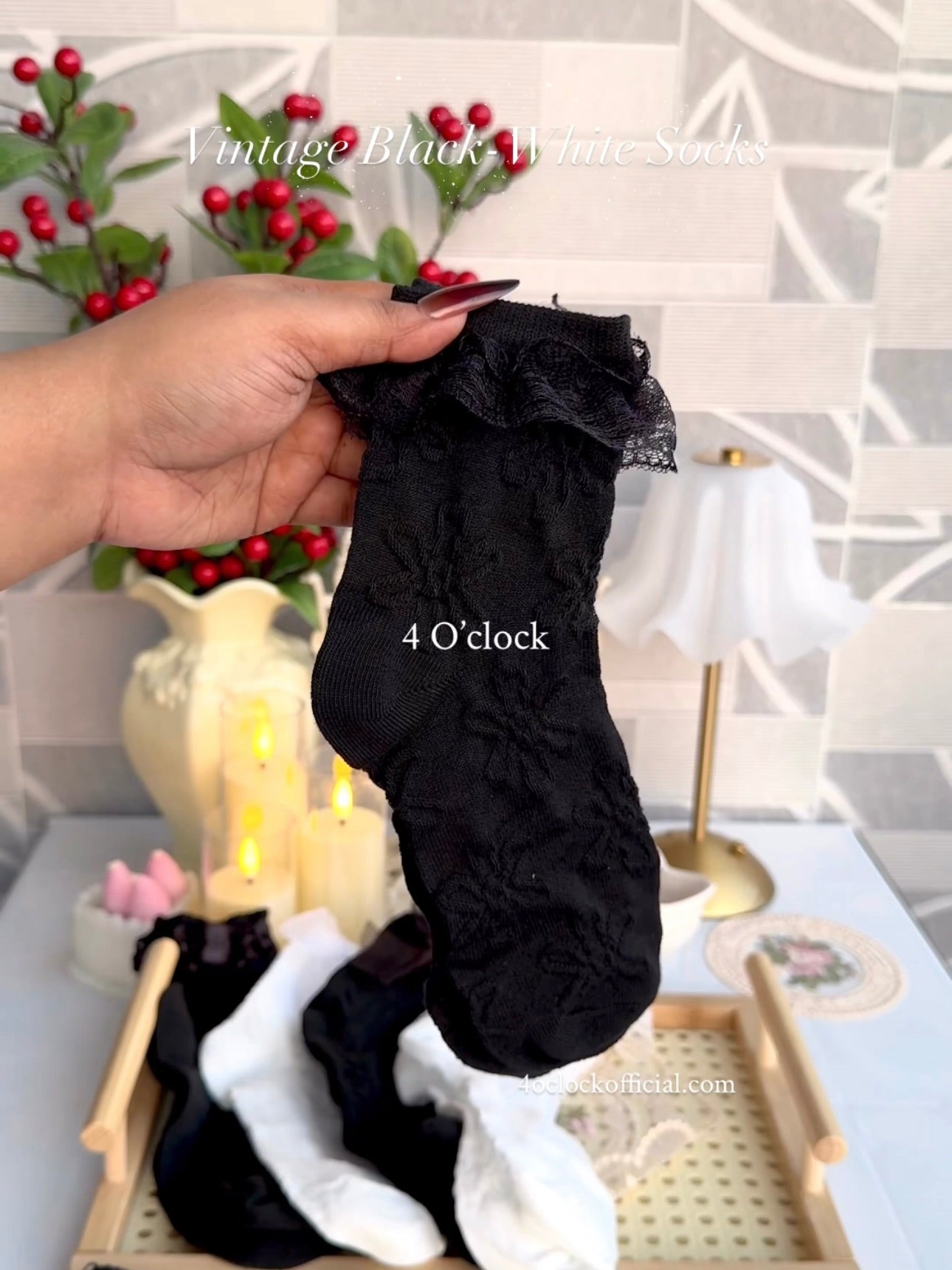 2.Vintage Socks: Black Lace