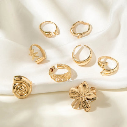 ✨RS02: Maximalistic Finger Ring Sets (Golden) - 8pcs (full set adjustable)