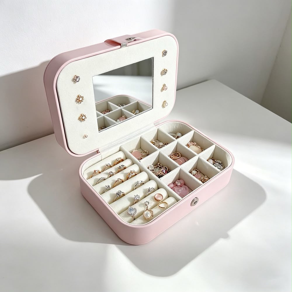 OG26: Jewellery Organizer with mirror: Pink