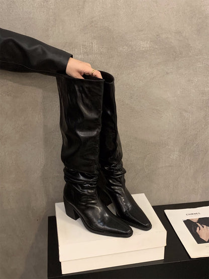 PU Leather Knee High Boots:  Brown, Black (PRE ORDER ONLY)